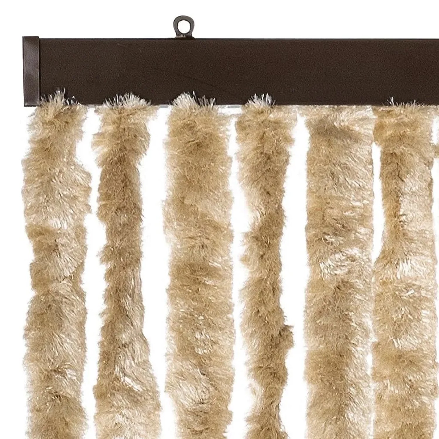 Beiger Insektenschutz-Vorhang aus Chenille, 90x220 cm, mit Aufhängung.