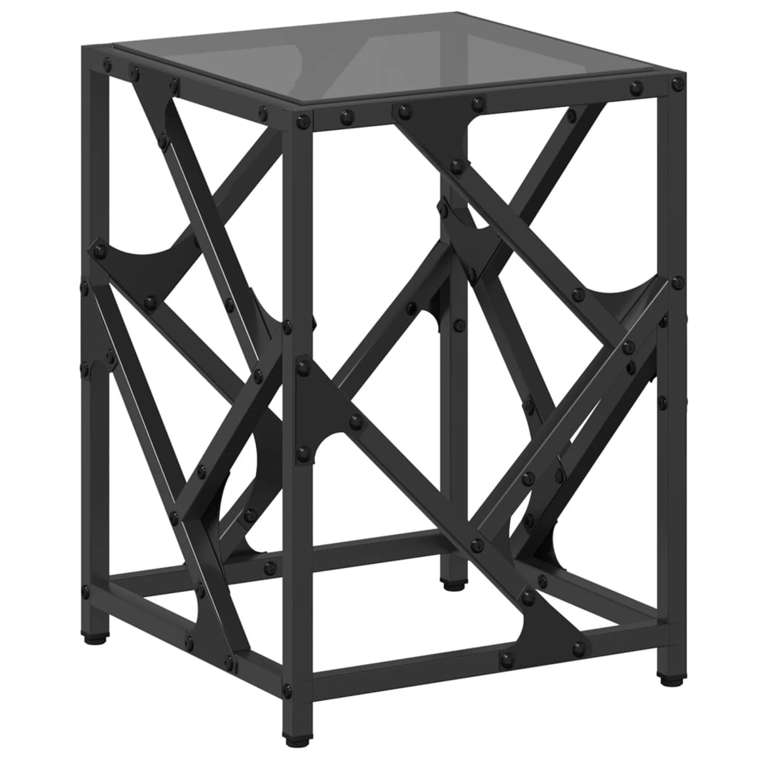 vidaXL Couchtisch mit Glasplatte Schwarz 30x30x41 cm Stahl 845989 günstig online kaufen