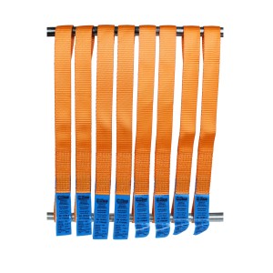 8 orangefarbene TRUTZHOLM Gurtschlaufen, je 45cm lang, zum sicheren Verzurren von Lasten.