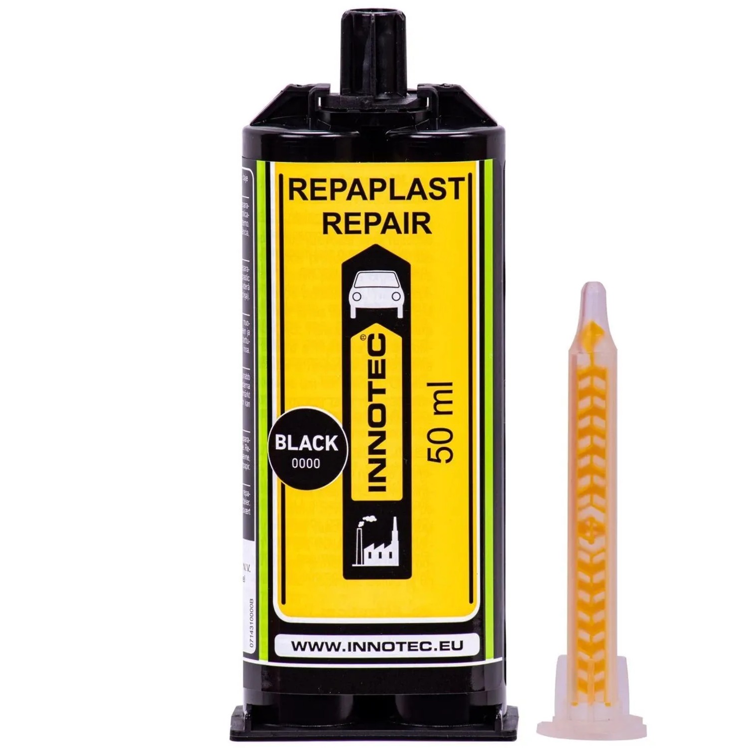 Innotec Repaplast Repair Reparaturkleber 50 ml Schwarz Doppelkartusche