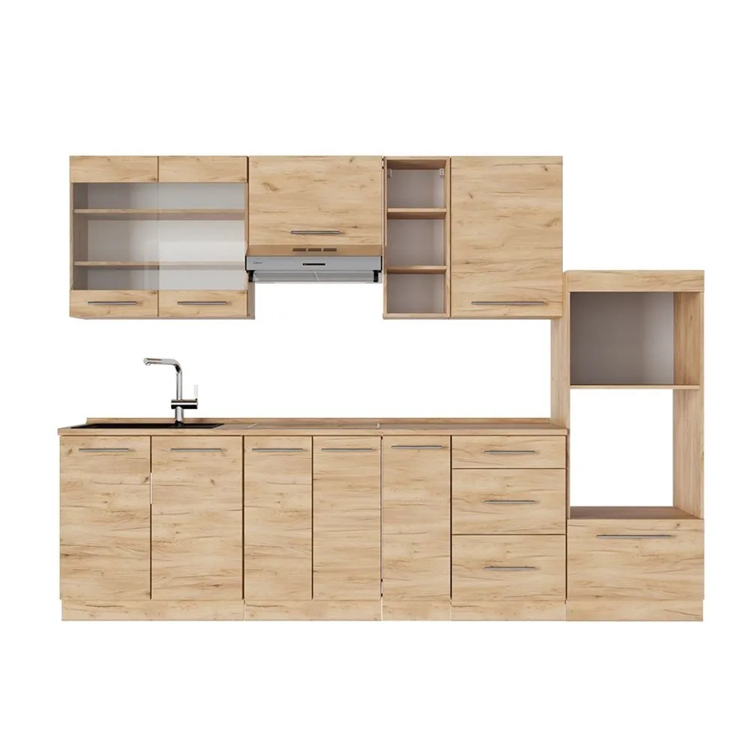 Vicco Küchenzeile Fame-Line Goldkraft Eiche 280 x 82 AP Eiche Art Nr 57245