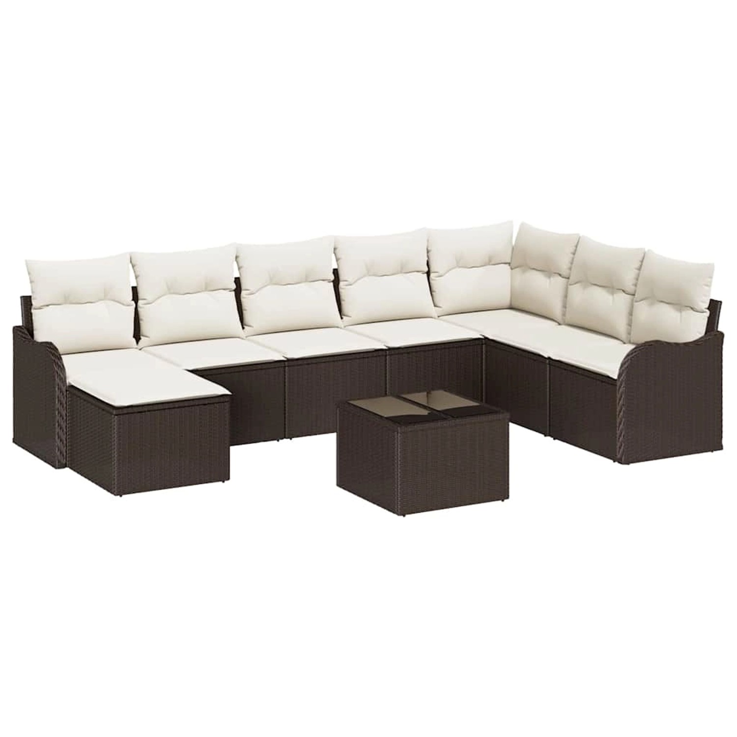 vidaXL Garten-Sofa-Set mit Kissen 9-Tlg Braun Poly Rattan 3345828 günstig online kaufen