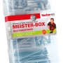 Fischer Meisterbox mit Dübeln, Schrauben und Haken in Sortierbox.