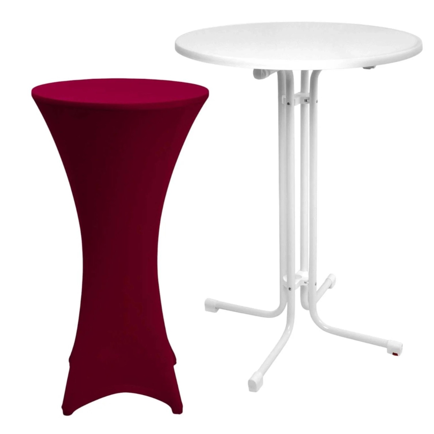 Beautissu Sylt Stehtisch Ø 70cm Weiß mit Stella Stehtischhusse Ø 70cm Borde günstig online kaufen