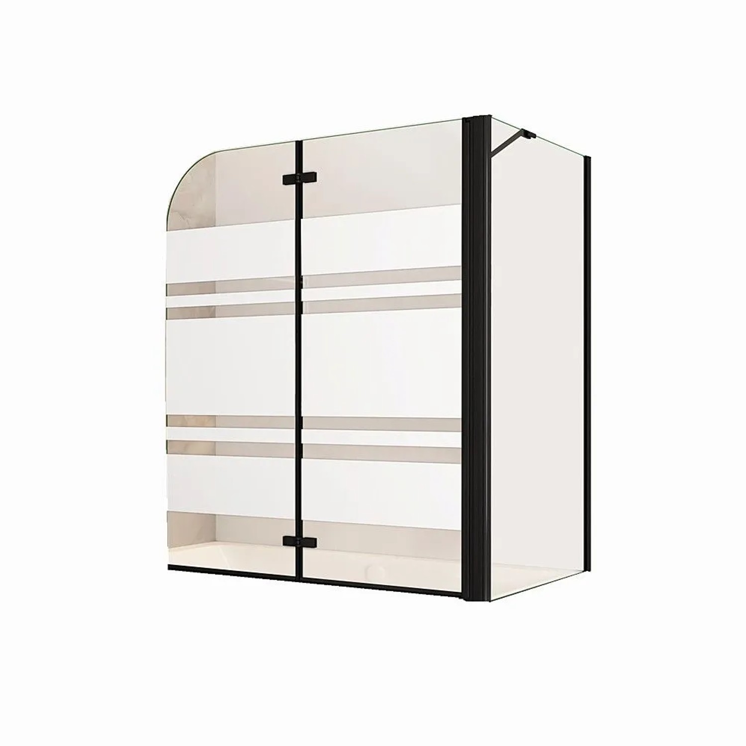 Duschparadies Badewannenaufsatz 90 x 70 x 140cm Faltwand Mit Seitewand 6mm Nano Glas Gestreiftesglas Badewannenfaltwand 2tlg Schwarz