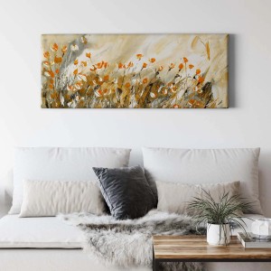 Leinwandbild Herbstblumen in Goldgelb als Wanddeko für Wohnzimmer.
