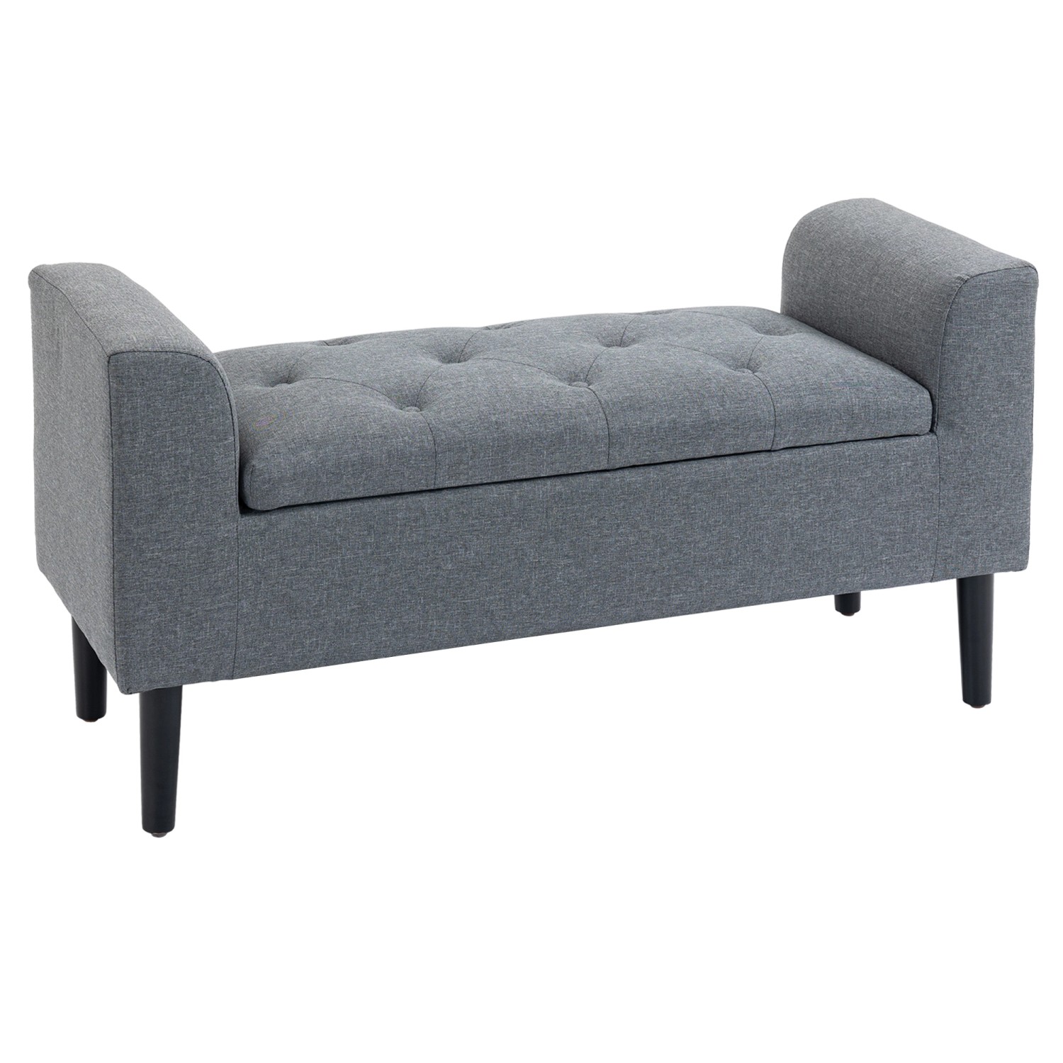 HOMCOM Sitzbank Polyester Gummiholz Hellgrau Schwarz 116B x 44T x 58H cm