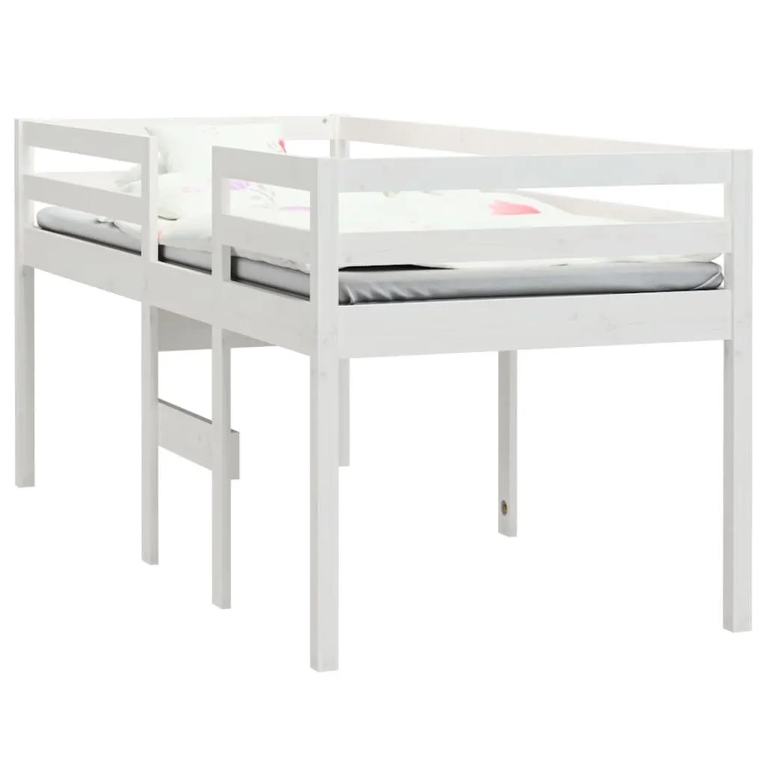 vidaXL Hochbett Weiß 75x190 cm Massivholz Kiefer 821620