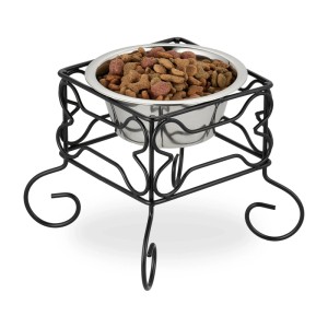 Relaxdays Hundenapf Eisen Edelstahl Schwarz Silber Erhöht 700 ml 19 cm x 22 cm x 22 cm 740 g