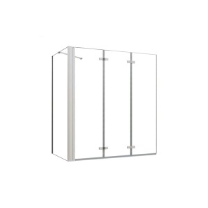 Duschparadies 130 x 140 cm Badewannenaufsatz Mit 70cm Seitenwand 3-tlg Faltwand 6mm NANO ESG-Sicherheitsglas Duschabtrennung Eck Elektrophorese Weiß