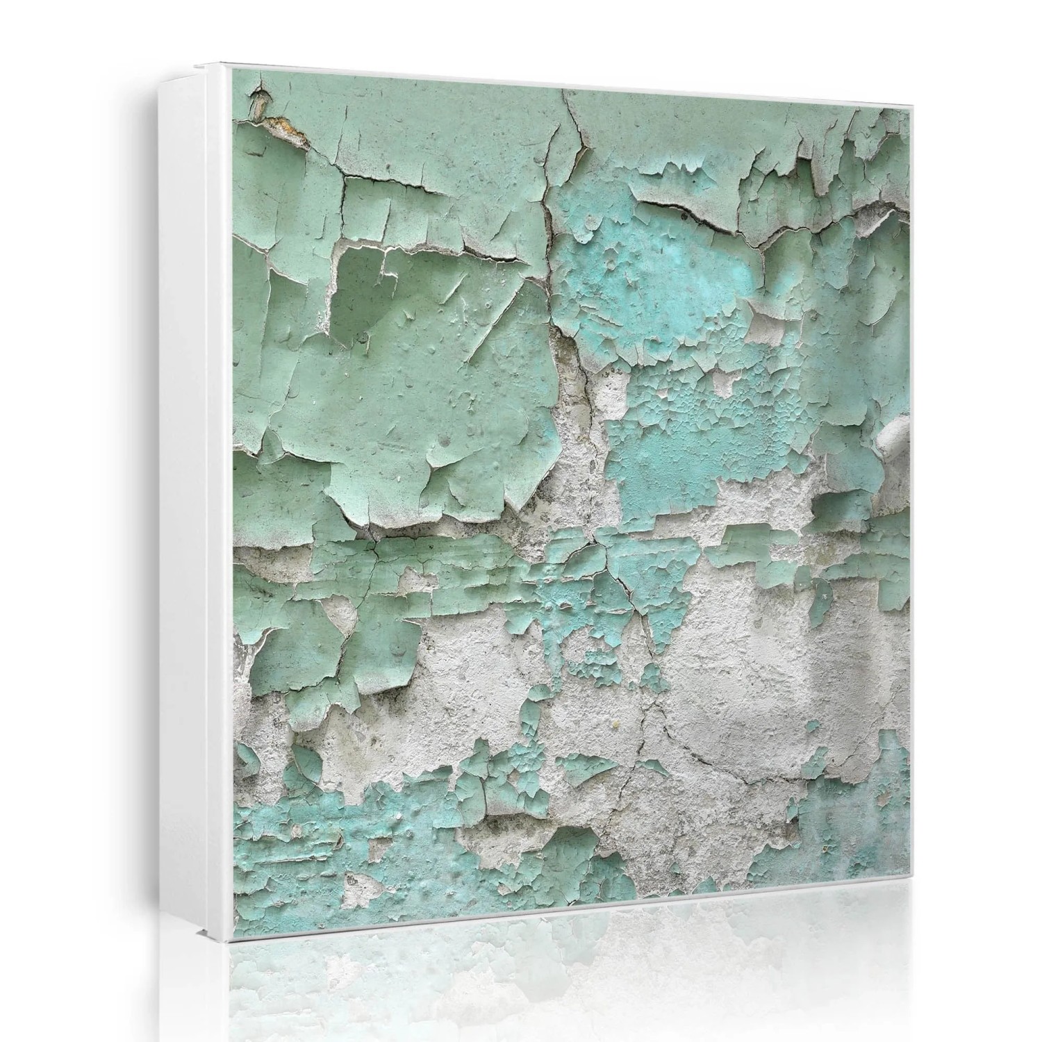Banjado Großer Schlüsselkasten Metall 30x30cm Weiß Scharnier Rechts 50 Haken Beschreibbar Magnetisch Motiv Patina Mint