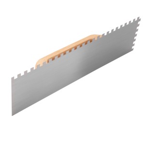 STAHLWERK Zweihand-Glättekelle 500mm mit Rechteckverzahnung für Putz, Spachtelmasse.