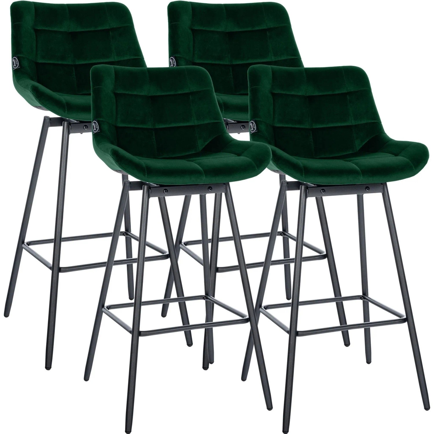 CLP 4er Set Barhocker Weston Schwenkbar Dunkelgrün/Samt