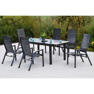 Merxx Patmos 5-tlg. Balkonmöbel-Set mit Klapptisch und 2 Klappstühlen mit Auflagen.