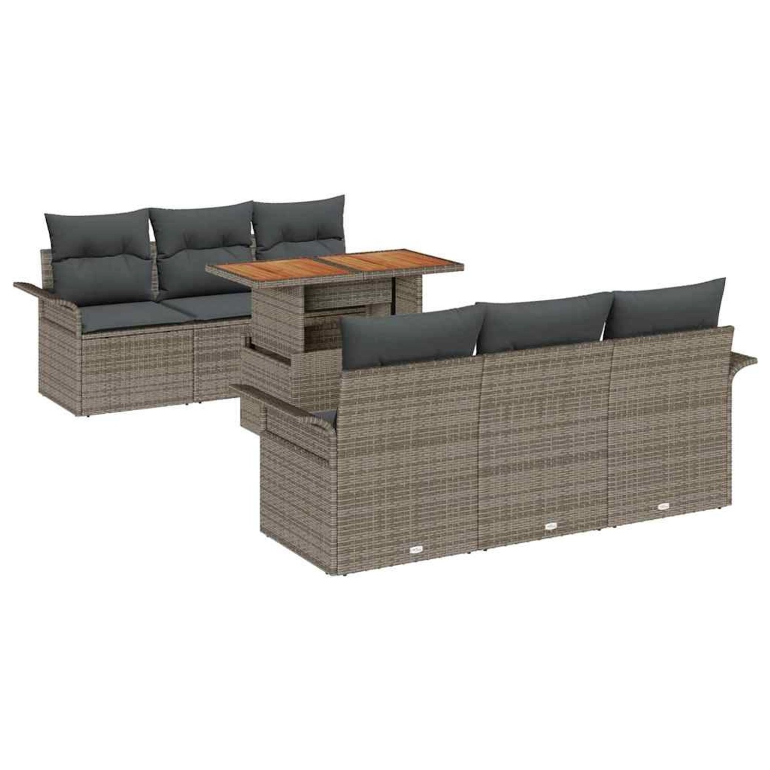 vidaXL Garten-Sofa-Set mit Speicher 7-Tlg Grau Poly Rattan 3358015 günstig online kaufen