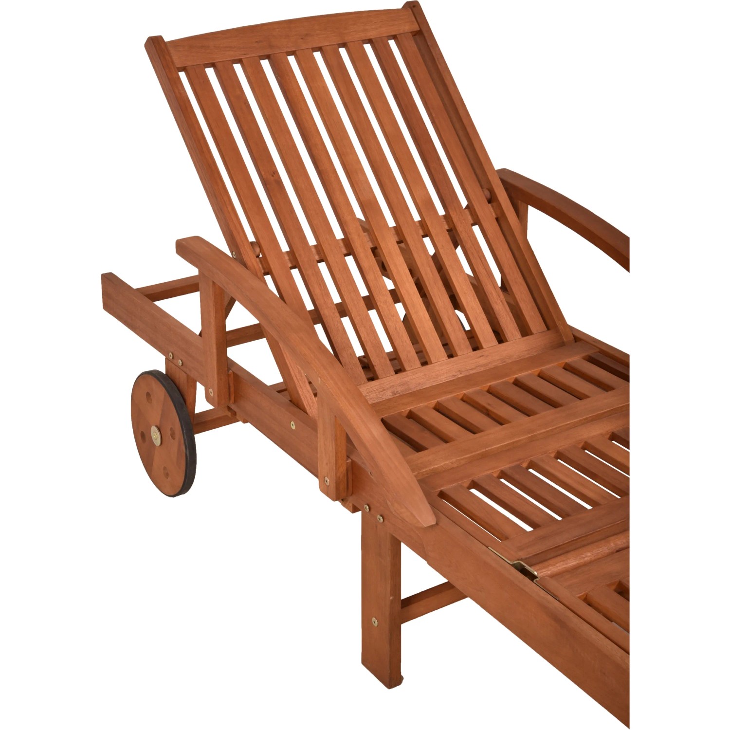 Klappbare Sonnenliege Beverly Hills aus FSC®-Holz mit Rollen für Garten & Terrasse.