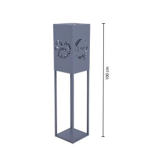 Graue DELUKE Dekosäule LISBON mit LED, 100 cm hoch, für Wohnzimmer und Büro.