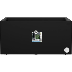 Schwarzer Elho Blumentopf Vivo Next Lang mit Rollen, 59x29,5x29,2 cm, ideal für Innen- und Außenbereich.