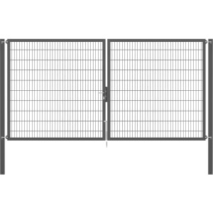 Doppeltor Flexo Plus, 400x200 cm, anthrazit, mit Doppelstabmatten-Füllung und Pfosten. Gartenzaun Tor.