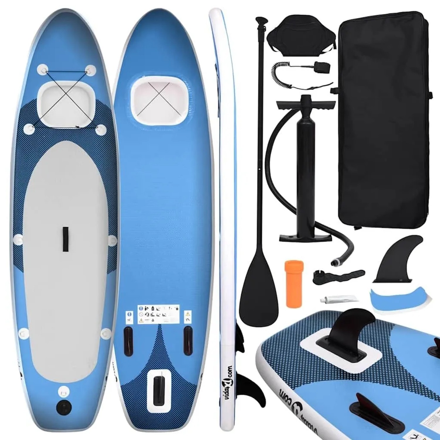 vidaXL SUP-Board-Set Aufblasbar Blau 300x76x10 cm 93381