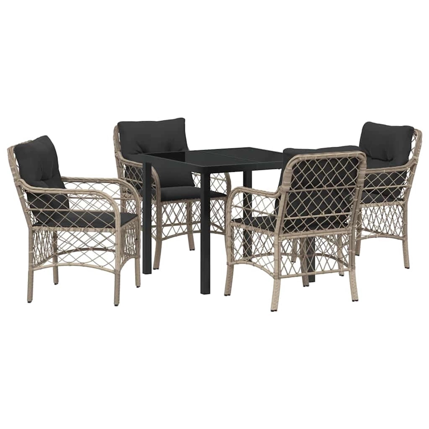 vidaXL Garten Essgruppe mit Kissen 5-Tlg Hellgrau Poly Rattan 3380240 günstig online kaufen