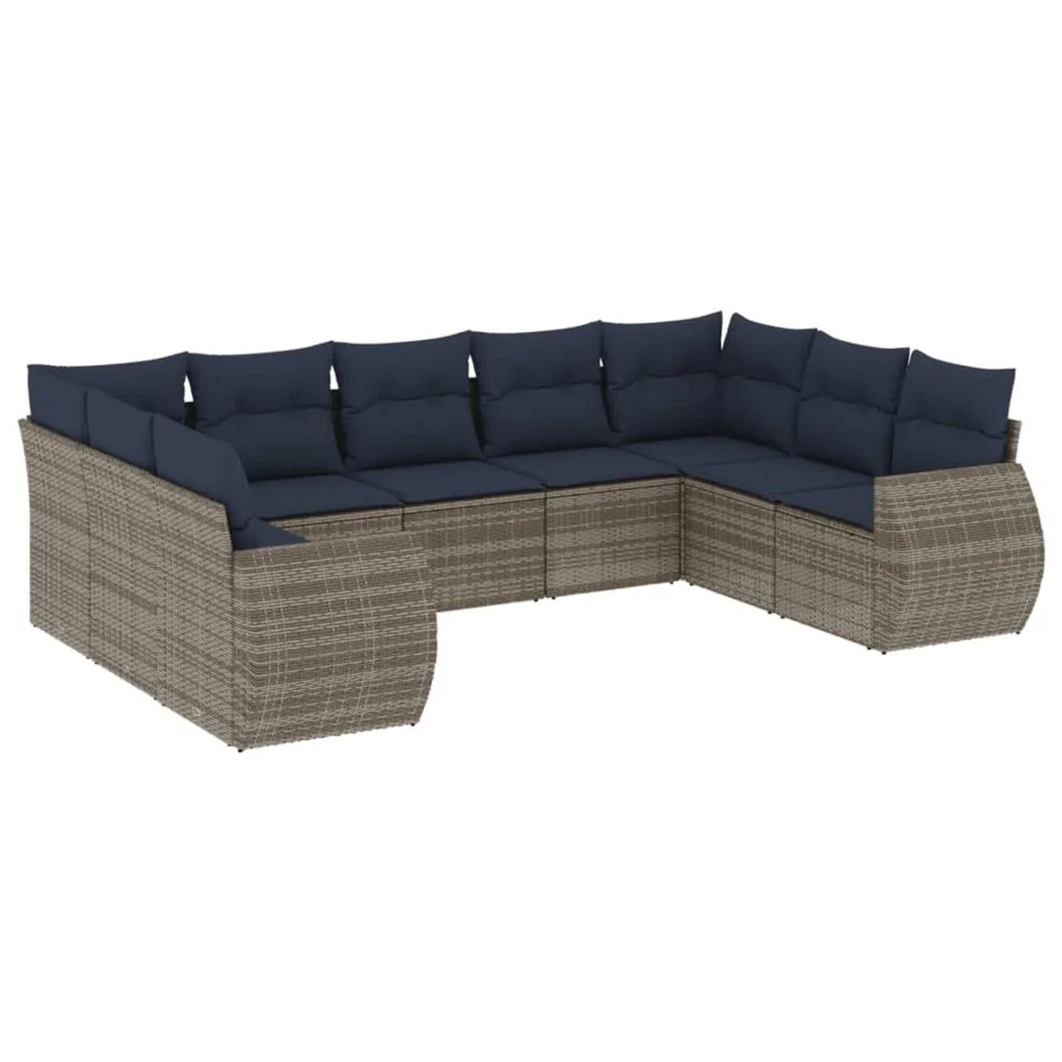 vidaXL 9-Tlg Gartensofa-Set mit Kissen Grau Polyrattan 3221800 günstig online kaufen