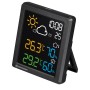 Schwarze Bresser MeteoCast Pico Wetterstation mit Farbdisplay und Außensensor.