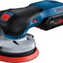 Bosch Professional GEX 18V-125 Akku-Exzenterschleifer mit Schleifblatt und L-Boxx.