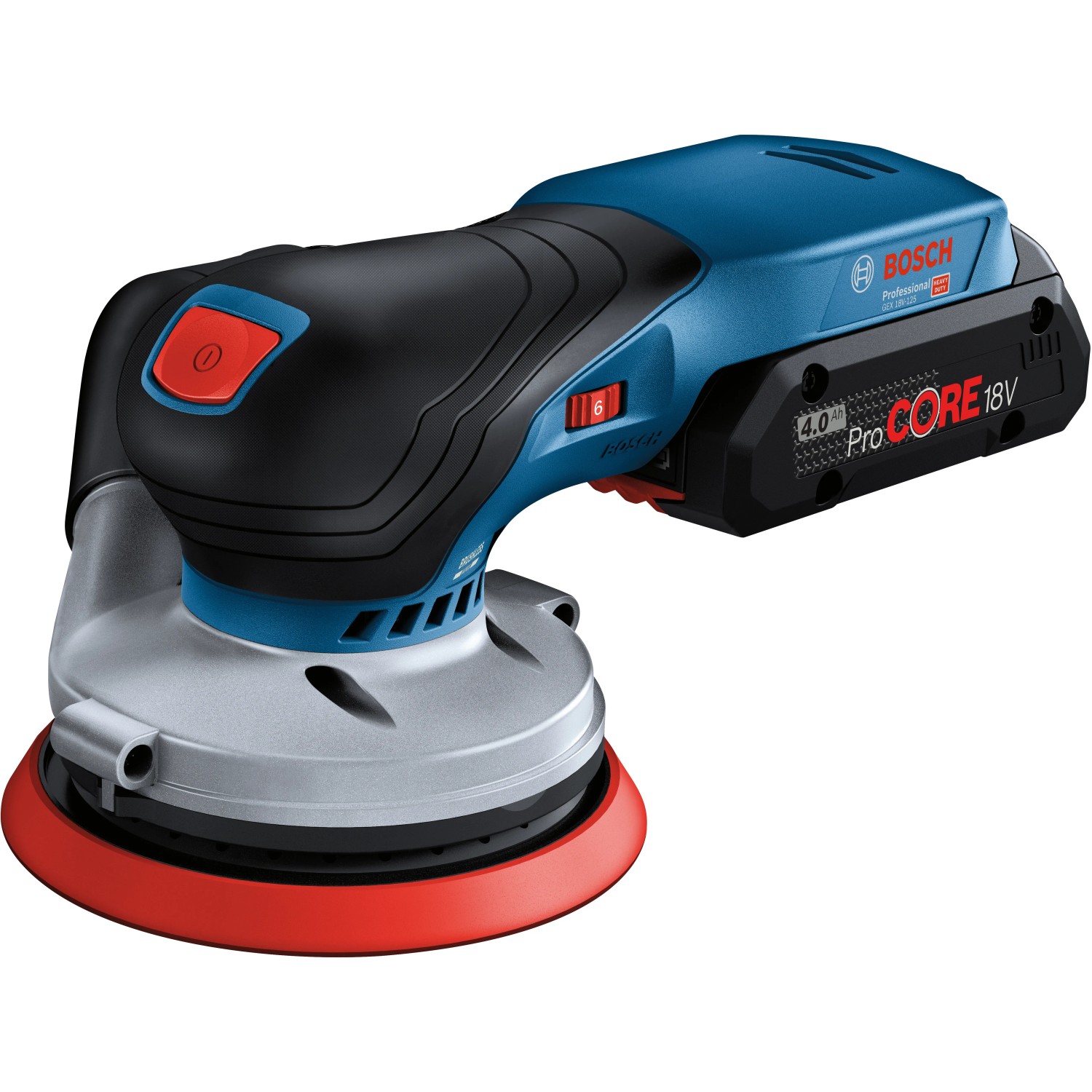 Bosch Professional GEX 18V-125 Akku-Exzenterschleifer mit Schleifblatt und L-Boxx.