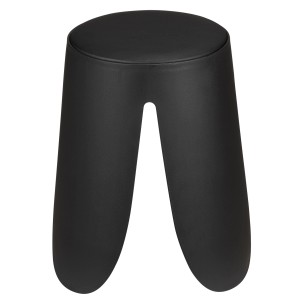 Schwarzer, matter Sitzhocker Comiso, Ø 44,5 cm, 46 cm hoch. Badhocker mit gepolsterter Sitzfläche.