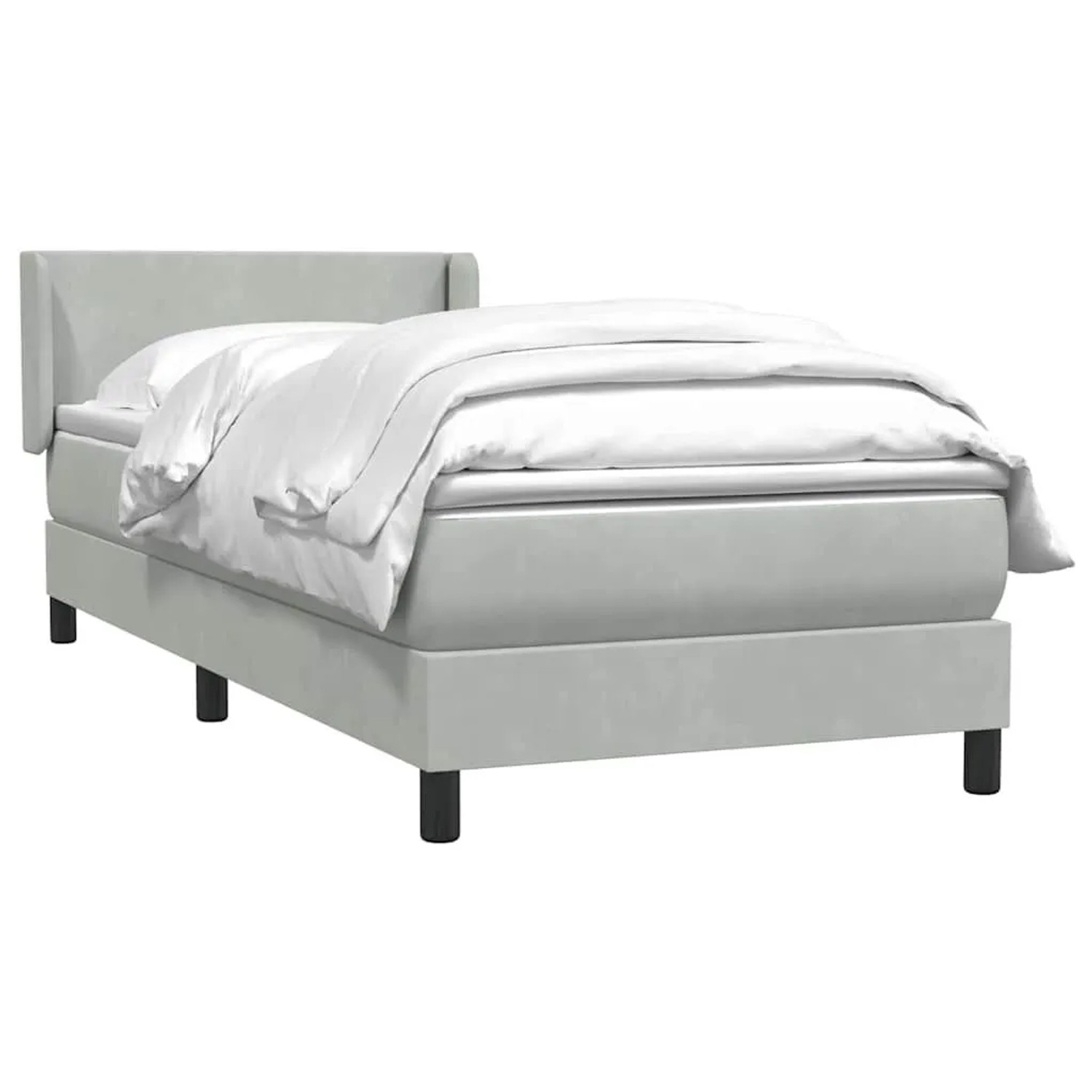vidaXL Boxspringbett mit Matratze Hellgrau 90x210 cm Samt 3317931 günstig online kaufen