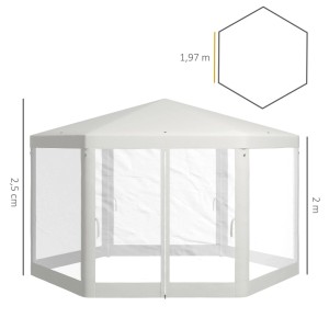 Outsunny Party-Zelt Metall Polyester Cremeweiß 394L x 341,2B x 250H cm