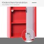 Roter HOMCOM Medizinschrank aus Stahl mit 3 Ebenen und abschließbarer Mattglastür.