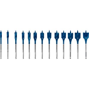 Bosch Expert Selfcut Flachfräsbohrer Set, 13-teilig, Ø 10-32 mm, für schnelles Bohren in Weichholz.