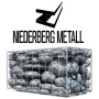 Niederberg Metall Gabione, 100x50x50 cm, Maschenweite 10x10 cm, gefüllt mit grauen Steinen.