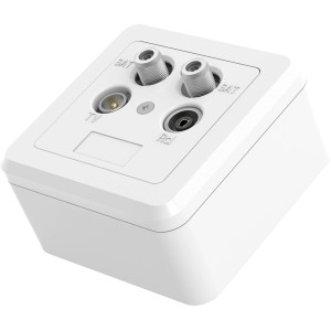 Hama Twin-Enddose in Reinweiß für SAT, TV und Radio. Antennen-Dose mit 4 Anschlüssen.