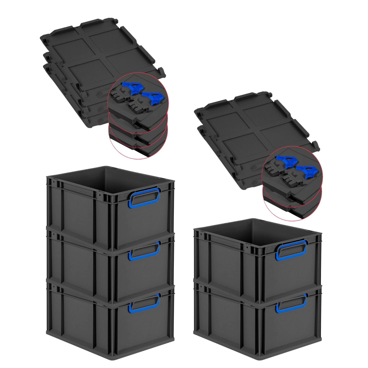 PROREGAL SuperSparSet 5x Eurobox Nextgen Color Mit Scharnierdeckel HxBxT 22 günstig online kaufen