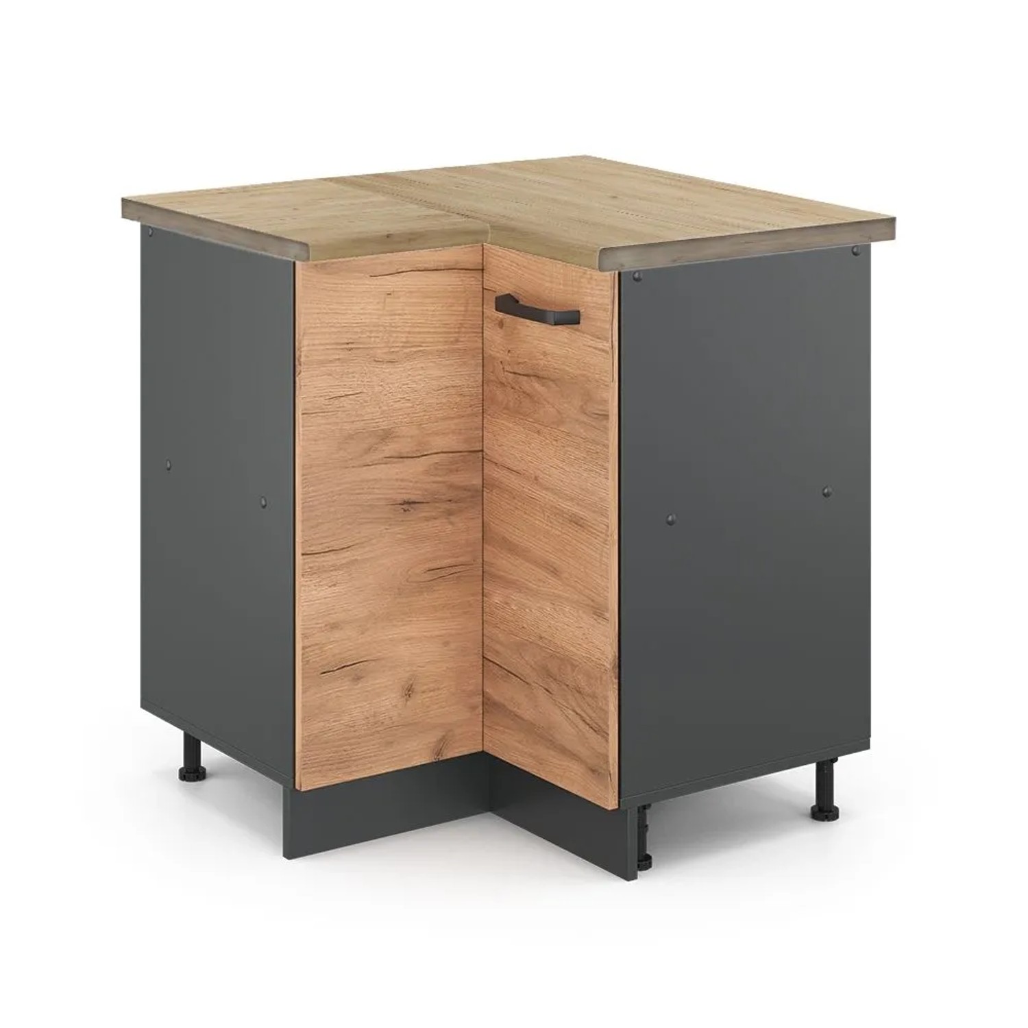 Vicco Eckunterschrank R-Line Goldkraft Eiche Anthrazit 76 cm AP Eiche