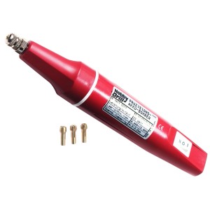 Pebaro Mini Akku-Bohrmaschine, rot, mit Spannzangen für präzises Bohren.