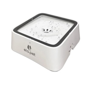 Weißer Els Pets Anti-Schlabber Napf (2L) für Hunde und Katzen mit Deckel.