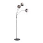 Schwarze Just Light Stehleuchte Zea mit 3 Rauchglas-Leuchten, 160x95cm. Design-Lampe für Wohnräume.