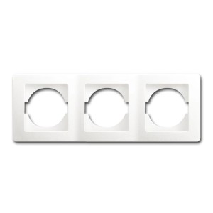 Weißer TEM EKONOMIK 3-fach Unterputz-Abdeckrahmen, horizontal, für Elektroinstallationen. Kratzfestes Design.