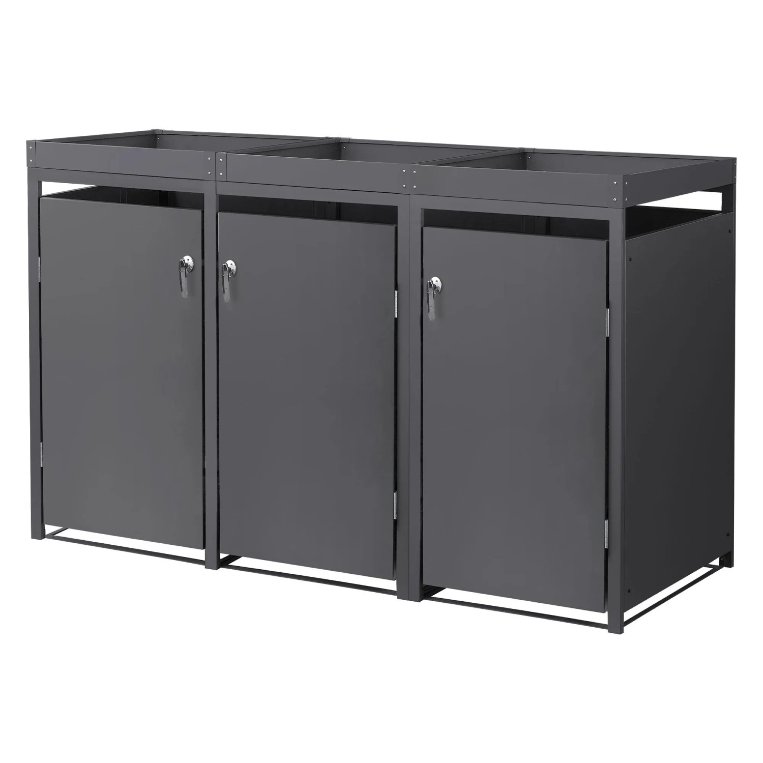 Ml-Design Mülltonnenbox 3er Pflanzdach 240L 200x80x124 cm Anthrazit