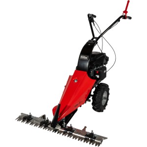 Güde Benzin-Balkenmäher GBM 87.1: Leistungsstarker Rasenmäher für unwegsames Gelände mit grobstolligen Reifen.