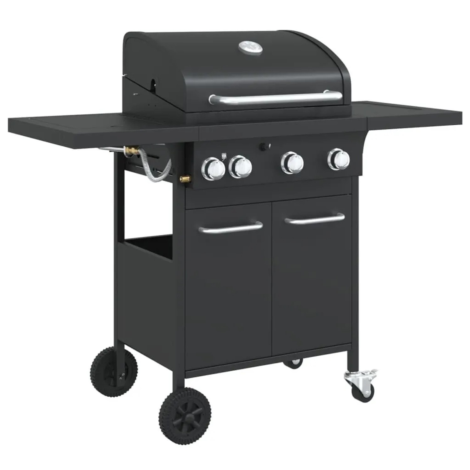 vidaXL Gasgrill mit 4 Flammen Schwarz Pulverbeschichteter Stahl 367583