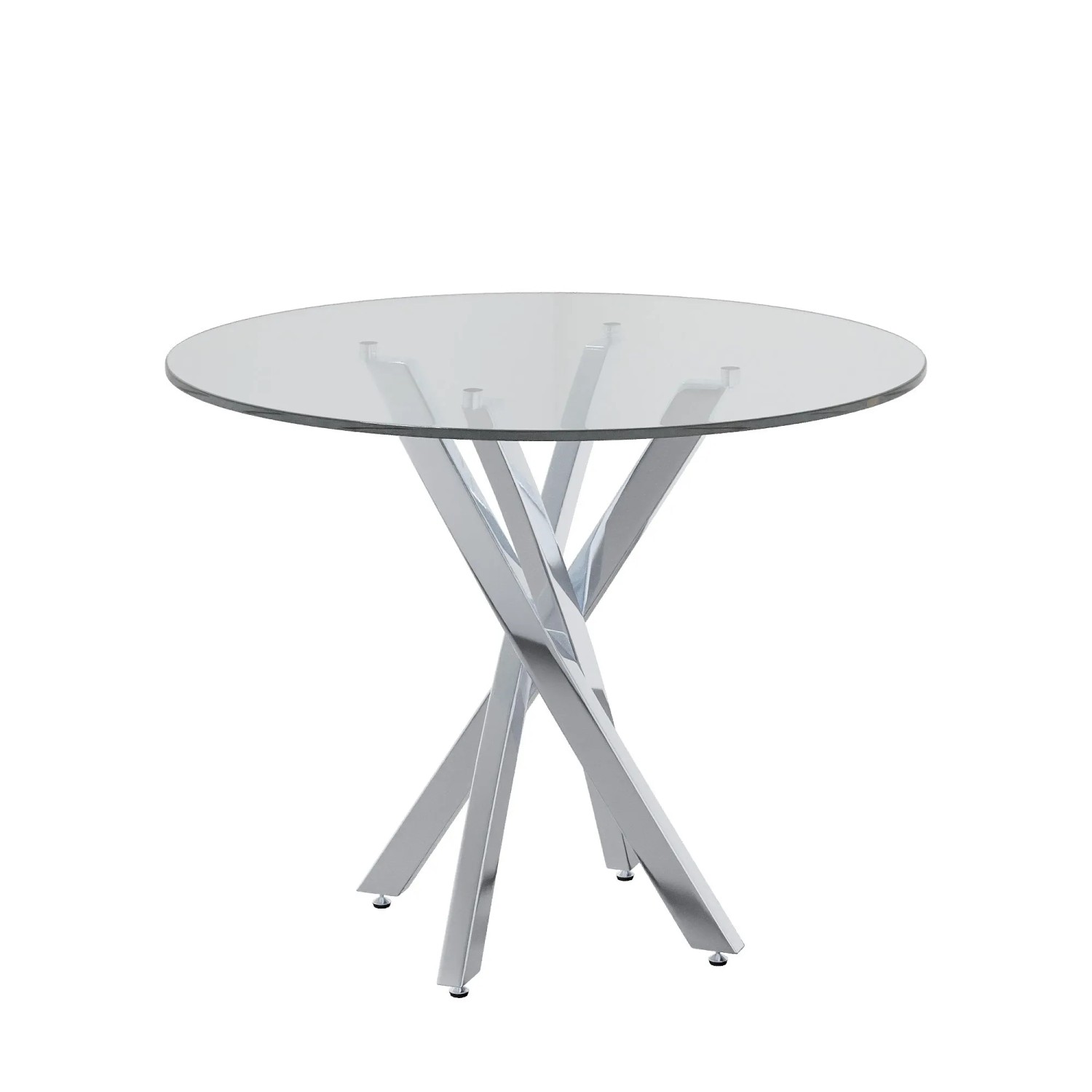 okwish Esstisch aus Gehärtetem Glas Kaffee-Freizeittisch mit Galvanisierte Tischbeine 80 × 80 cm Silber