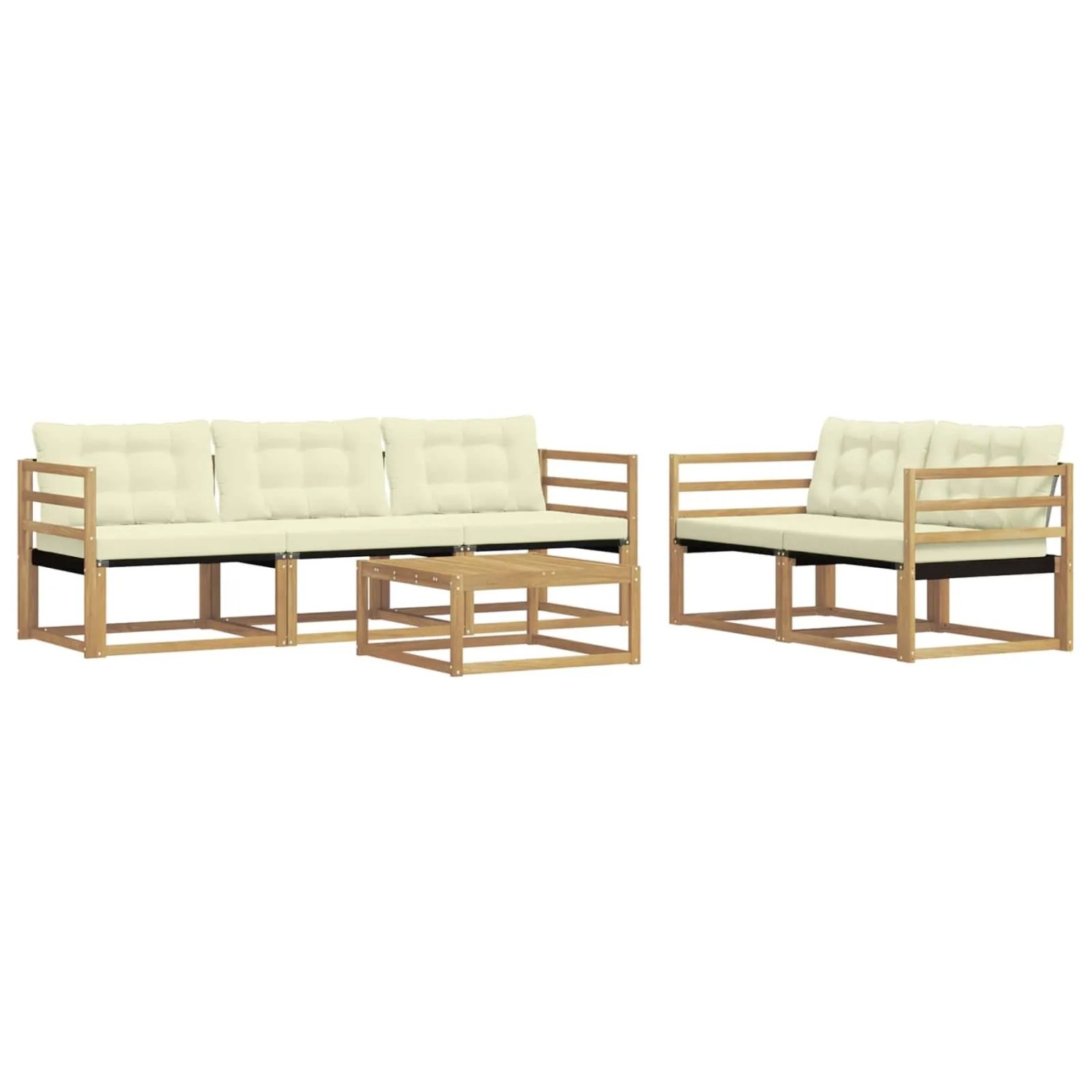 vidaXL Outdoor-Sofagarnitur 6 Stk Weiß und Creme 79 x 79 x 37 cm 3388408