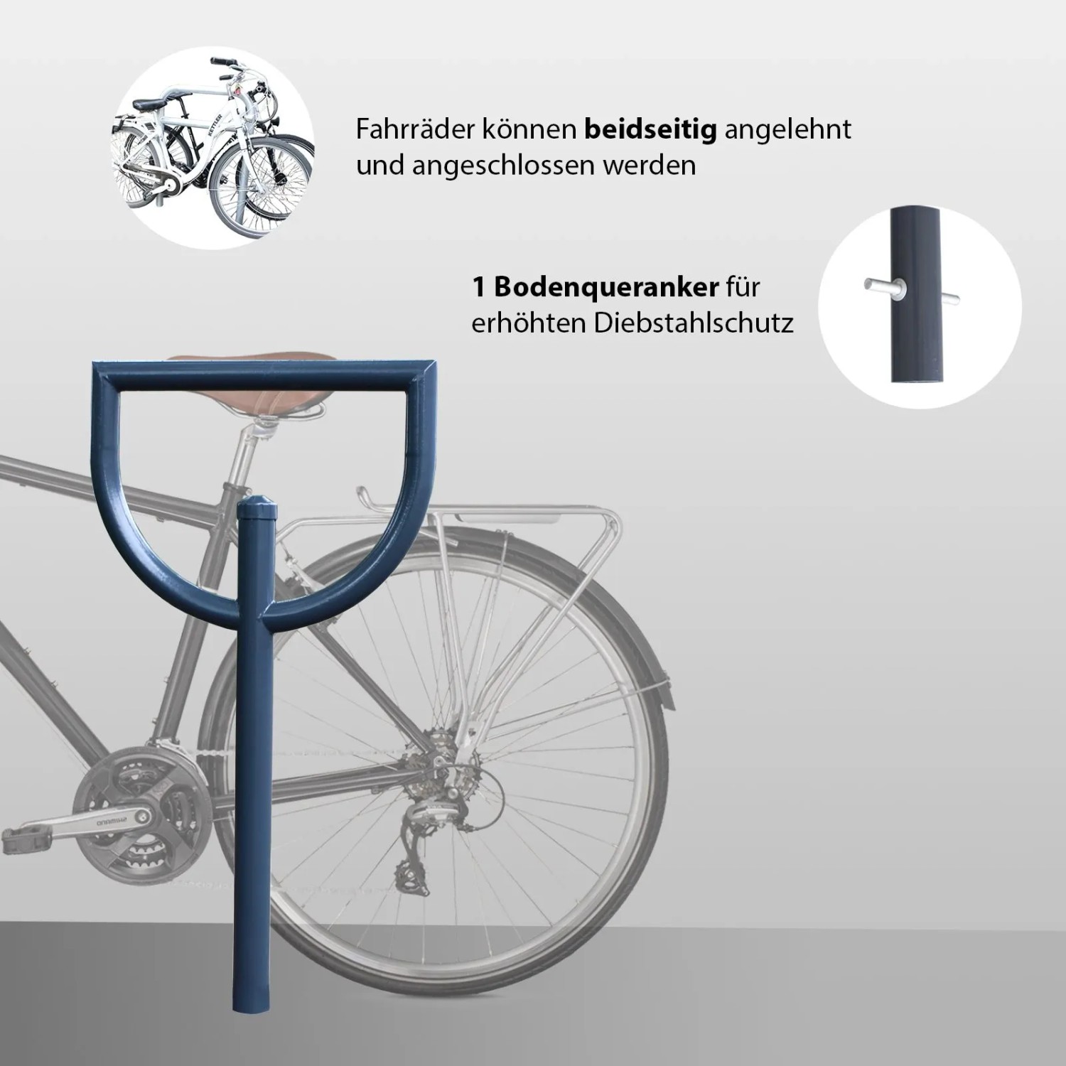 TRUTZHOLM Fahrradanlehnbügel, Stahl, anthrazit, zum Einbetonieren. Doppelseitig nutzbar.