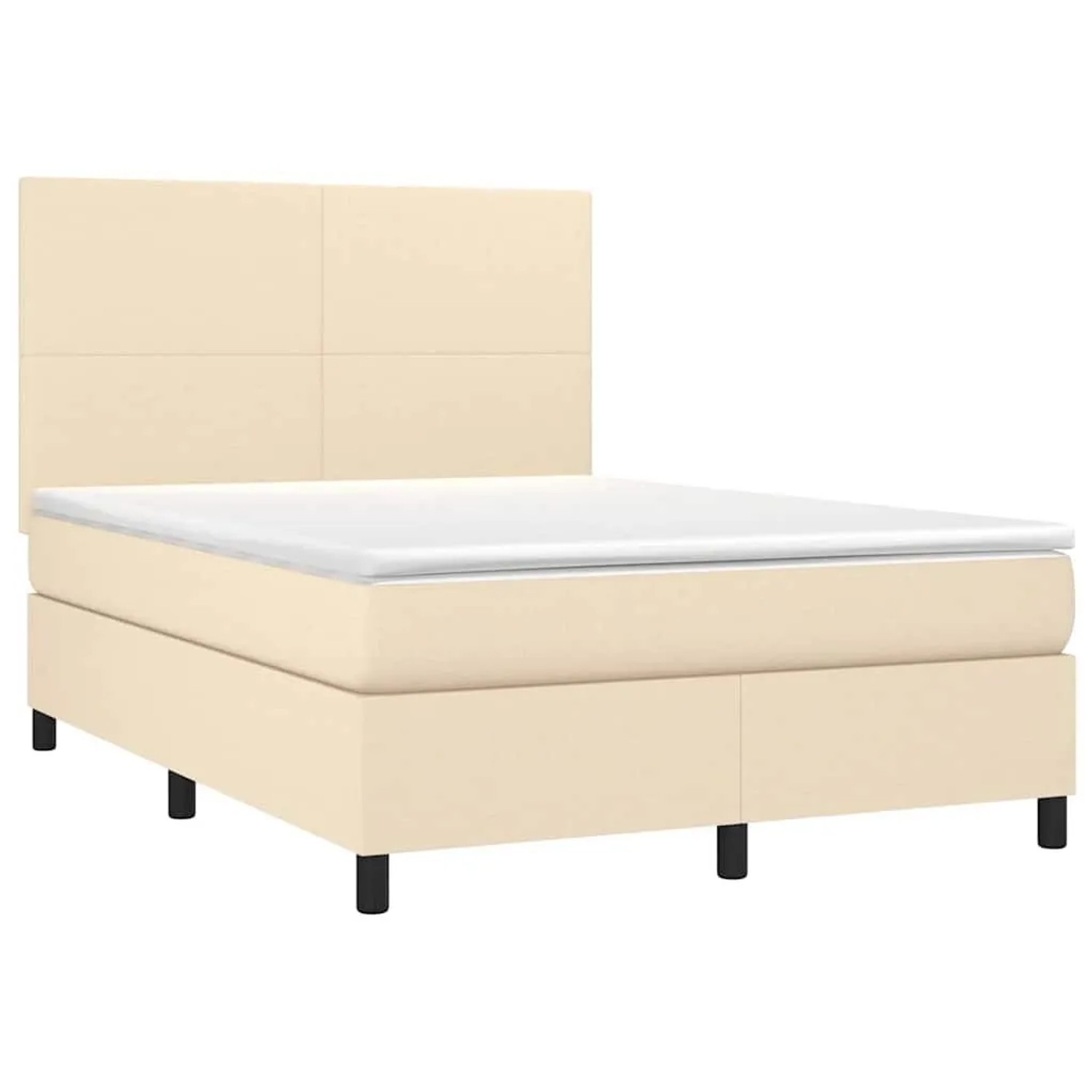 vidaXL Boxspringbett mit Matratze Creme 140x200 cm Stoff 3141622