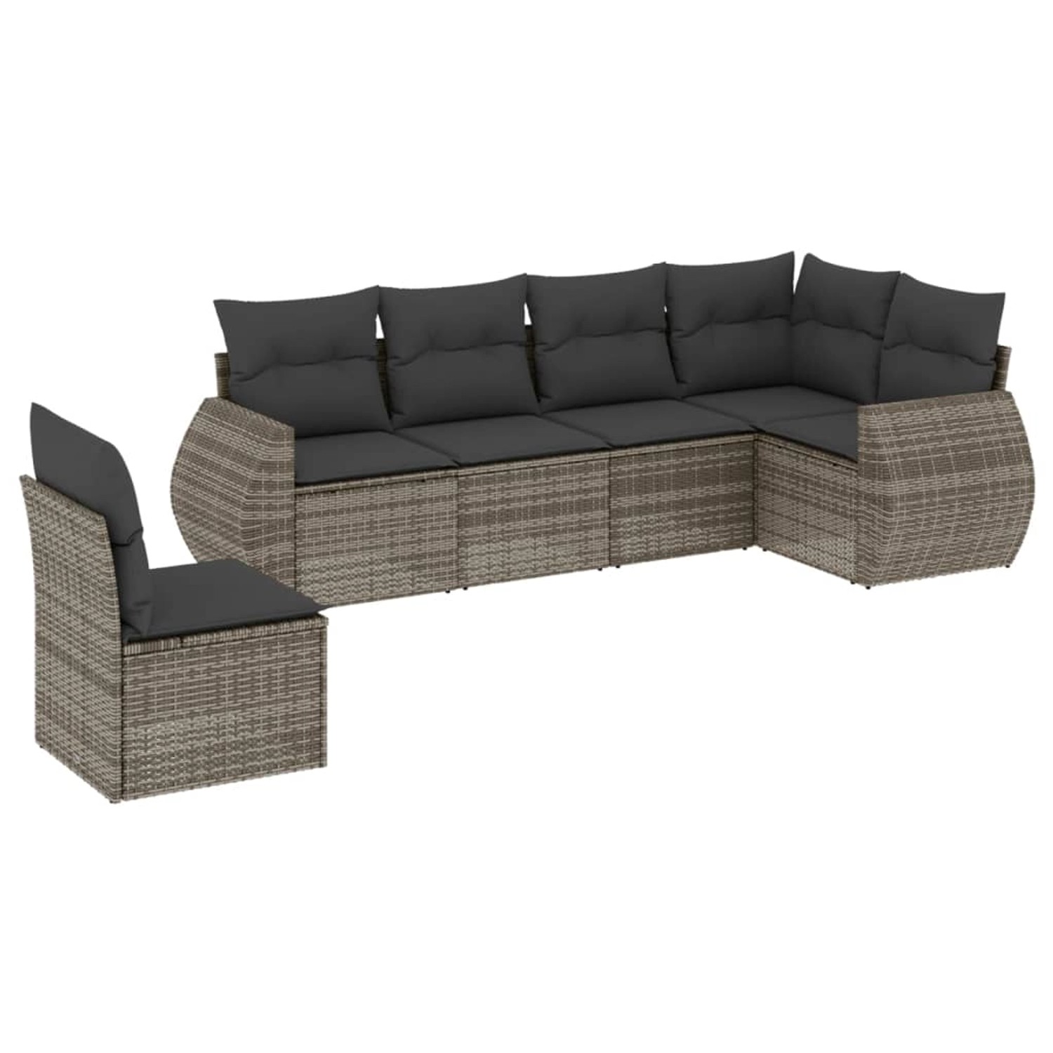vidaXL 6-Tlg Garten-Sofagarnitur mit Kissen Grau Poly Rattan 3221429 günstig online kaufen